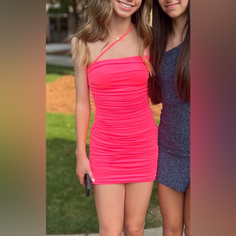 Superdown Pink Ruched Mini Dress